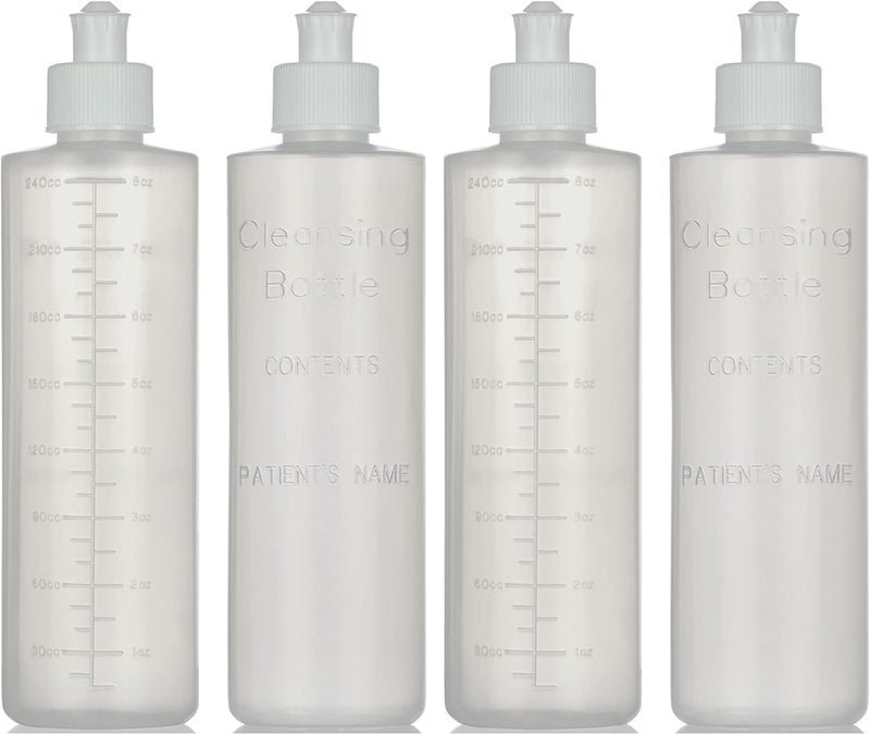 Easy Glide Perineal Squirt Bottle [4 Pack] Refillable Postpartum Lavette Cleansing Irrigation Peri Wash Bottle - 8oz - New Moms or Bidet Use - Image 1